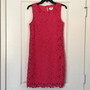 Pink cocktail dress with floral design overlay